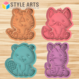 ANIMALES-2.png Animal cookie cutters - Tiger, Fox, Beaver, Beaver, Zebra - Cookies