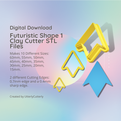 Cover-7.png Файл 3D Futuristic Shape 1 Clay Cutter - Earring STL Digital File Download- 10 размеров и 2 Earring Cutter Versions, резак для печенья・Идея 3D-печати для скачивания