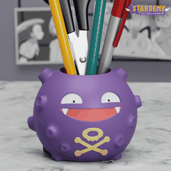koffinf01_ws.png STL file Koffing Pen Holder Print in Place Pokemon・3D printer model to download