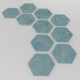 2.png 10x 35x30 мм шестигранная база с потрескавшимся изношенным гипсом (battletech и т.д.)