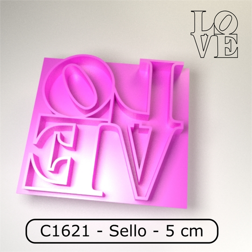 Cookie stamp / Cortante de galletitas sello - "LOVE" Valentines day 3D model
