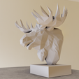 bust-low-poly-3.png Elk moose bust low poly statue stl 3d print file