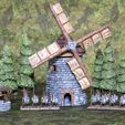 windmill-scene.jpg Fantasy Medieval Windmill Building Scenery for Tabletop Wargaming Terrain