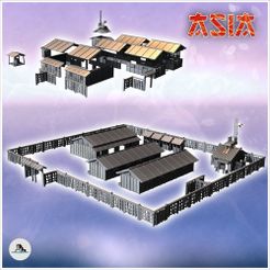 1-PREM.jpg STL file Camp with three wooden barracks and palisade walls (17) - Modern WW2 WW1 World War Diaroma Wargaming RPG Mini Hobby・3D printable design to download