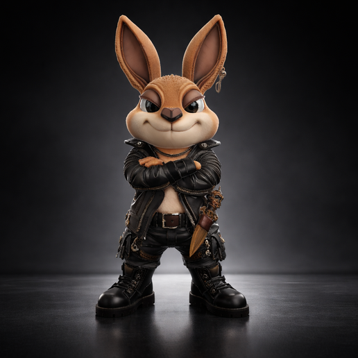 Bad Bunny Easter Egg 3D Print STL – Cute Rebel Rabbit in Leather Jacket – Edgy Easter Decor