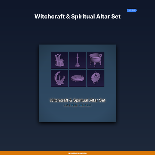 Witchcraft & Spiritual Altar Set - 6-Model STL Bundle