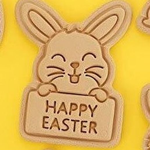 Cookie cutter easter bunny happy easter 3D model