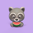 Cod1199-RaccoonWatermelon-1.jpg 3D file Raccoon Watermelon・Model to download and 3D print