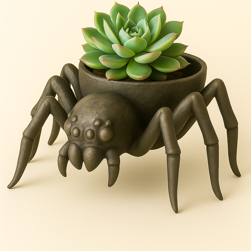 Creepy-Cute Spider Planter with Succulent | 3D Printed Halloween Decor  STL File for 3D printingCults