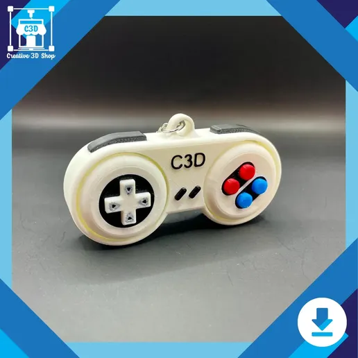 il_fullxfull.6721333128_z5f4.webp Retro Controller Fidget Keychain STL – 3D Printable Clicker Toy with Keyboard Buttons | STL File Pack for Gamers, Nerd Gifts, Fidget Lovers