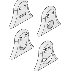 Geister-Farbe.png 4 fantômes à poser ou à suspendre
