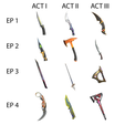 ACTIl = ACTIII ACT | oO LL EP 4 Valorant All Battle Pass Knives x12