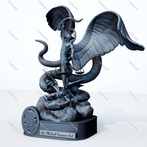 👼 St. Michael the Archangel vs Demon – 3D Printable Statue・ 3D File for ...