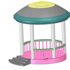 rotonda-2-12.jpg Archivo STL Terraza con cenador rotonda para impresión y montaje en 3D・Modelo para descargar y imprimir en 3D, Dzusto