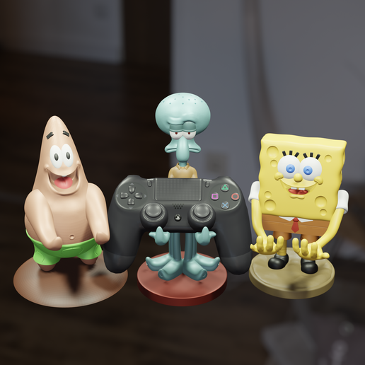 Joystick Holder Pack - SpongeBob SquarePants, Patrick Star and Squidward 3D model