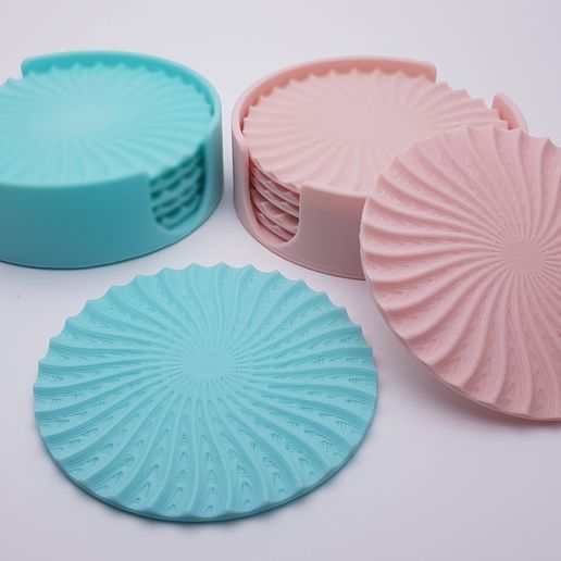 Radial drinks coasters with holder