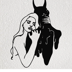 Imagen1-CHICA-ABRAZANDO-SOMBRA.png STL file GIRL HUGGING SHADOW WALL ART 2D DECORATION・Template to download and 3D print