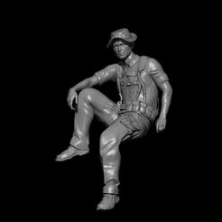 BPR_Render.jpg STL file AMERICAN SOLDIER SEATED RESTING, TWO VERSIONS・3D printer model to download, estorilmad