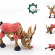 02.-Different-Angle-Views.jpg Articulated Reindeer by Cobotech, Crochet Deer Toy - Festive Christmas Decor and Holiday Gift