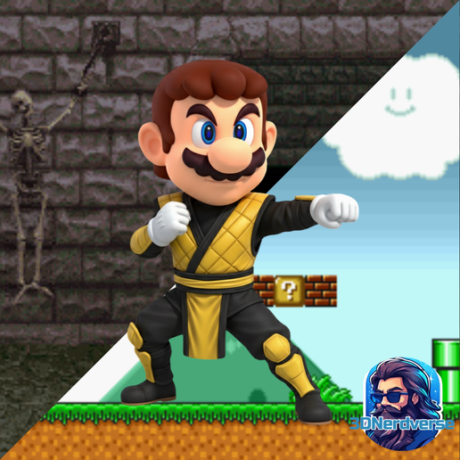 🦂 Mario × Scorpion Mashup - Modelo STL do lutador ninja・Arquivo