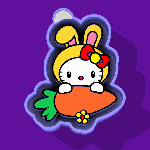 🎀🥕 Hello Kitty Carrot – Freshie, Keychain, Resin & Candle Mold - 3D model önizlemesi