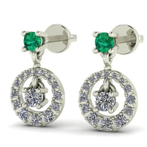 Earrings Emerald Diamond 3D model