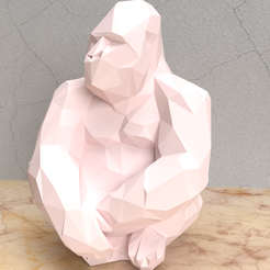 gorilla1.png Archivo STL Gorila Low Poly・Diseño de impresora 3D para descargar