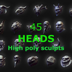 HEADS.png 45 HEADS high poly sculpts