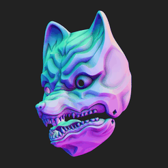 Matcap.png STL-Datei 3D Modell Kitsune Maske im japanischen Stil・3D-druckbares Modell zum herunterladen