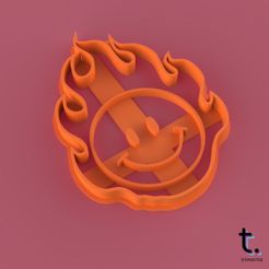 firesmile-01.jpg Fichier STL Smiley firy : cutter + tampon・Design pour imprimante 3D à télécharger