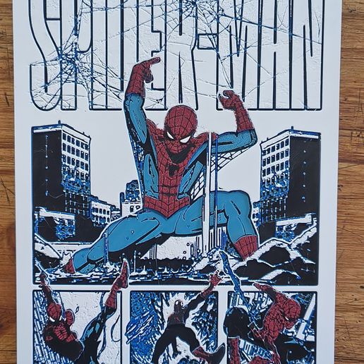 Cuadro Spiderman (hombre araña) estilo hueforge / ams o sin ams/ cambio de color 3D model