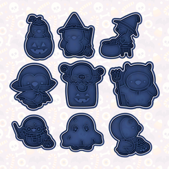 main.png 3D file Halloween Pinguins cookie cutter set of 9・3D printer model to download
