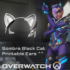 Sombra_first.jpg Free STL file Overwatch Sombra black cat ears printable cosplay・3D printer model to download
