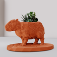 capybara-planter-low-poly-2.png capybara low poly planter pot succulent flower vase STL
