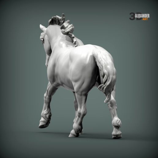 Percheron-running5.jpg Percheron läuft 3D-Druckmodell