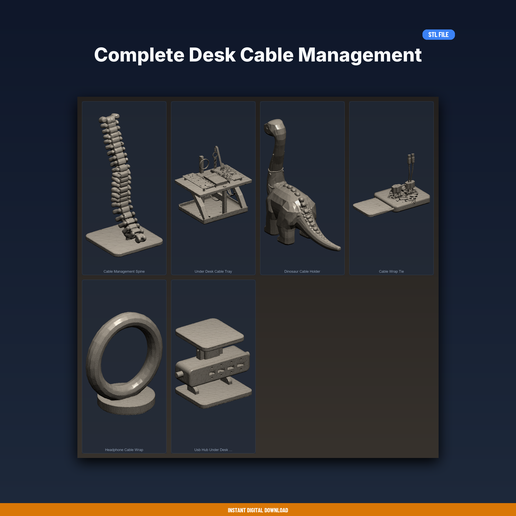 Complete Desk Cable Management - 6-Model STL Bundle