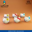 001_Kitty_Color.jpg 6 Pack Hello Kitty Holders or Pots | 3D print models.