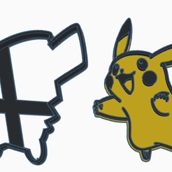 Pika.png STL file Pikachu Cookie Cutter (2 parts) / Cortante de galleta de Pikachu(2 Parts)・Model to download and 3D print