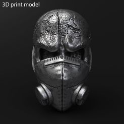 Skull_with_mask_vol2_K1.jpg 3D-Datei Totenkopf mit Maske vol2 Anhänger Schmuck・Modell zum Herunterladen und 3D-Drucken