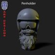 Biker_skull_v6_Penholder_1.jpg Biker skull version 6 Penholder and flowerpot