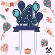 4-party.png Number Party - Cake Topper (Birthday Numbers)
