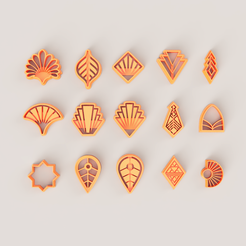 le OO © POE 4 O96 ¢ ws s KO SS a. Gis STL file ART DECO POLYMER CUTTER SET・Design to download and 3D print