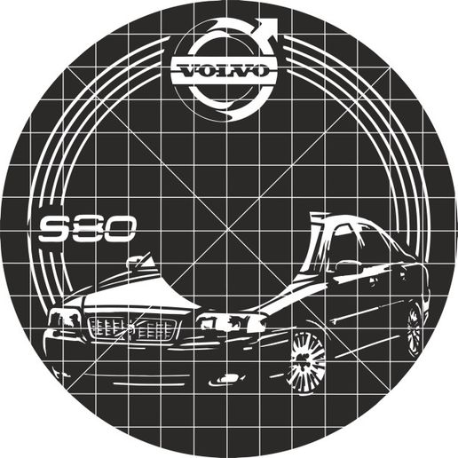 Volvo S80 for laser cutting on vinyl record DXF file 3D model