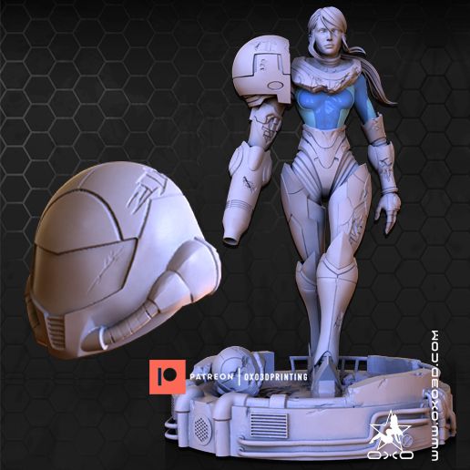 Metroid Dread Samus Aran Damaged Helmet