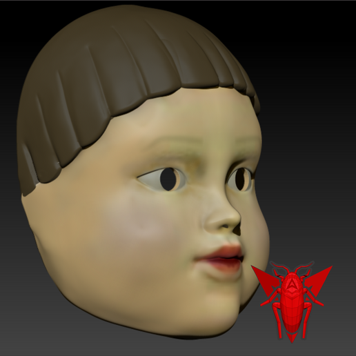 Doll-pic-frame.png Télécharger fichier OBJ Squid Game Doll Mask / Mascara de muñeca- luz roja , luz verde. • Plan pour imprimante 3D, Redroach