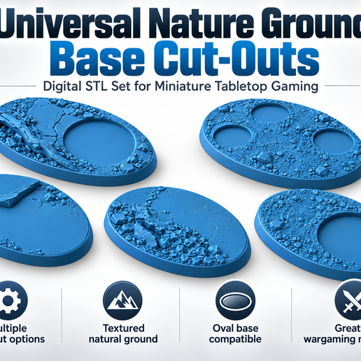Universal Nature Ground Base – One-Hole Cut-Out | Digital STL for Tabletop Miniatures