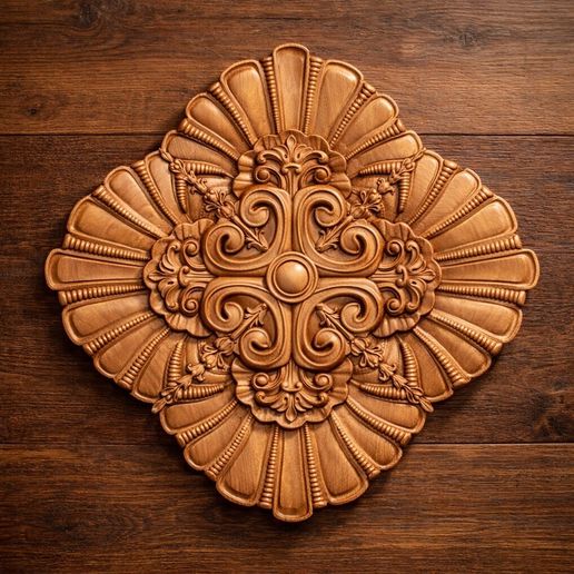 Baroque Ceiling Rosette Relief STL for CNC Router