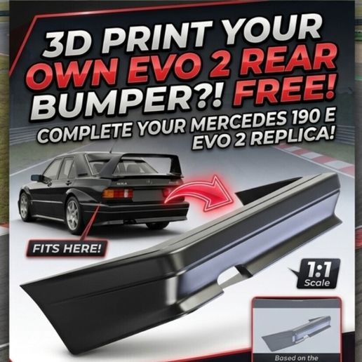 190E EVO 2 W201 rear bumper 1:1 (FREE)