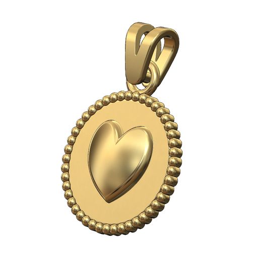 Beaded heart coin pendant and charm 3D print model 3D model