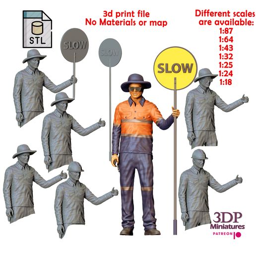 Trafic-controller0000E1.jpg N1 Verkehrskontrolleur hält Langsam-Schild